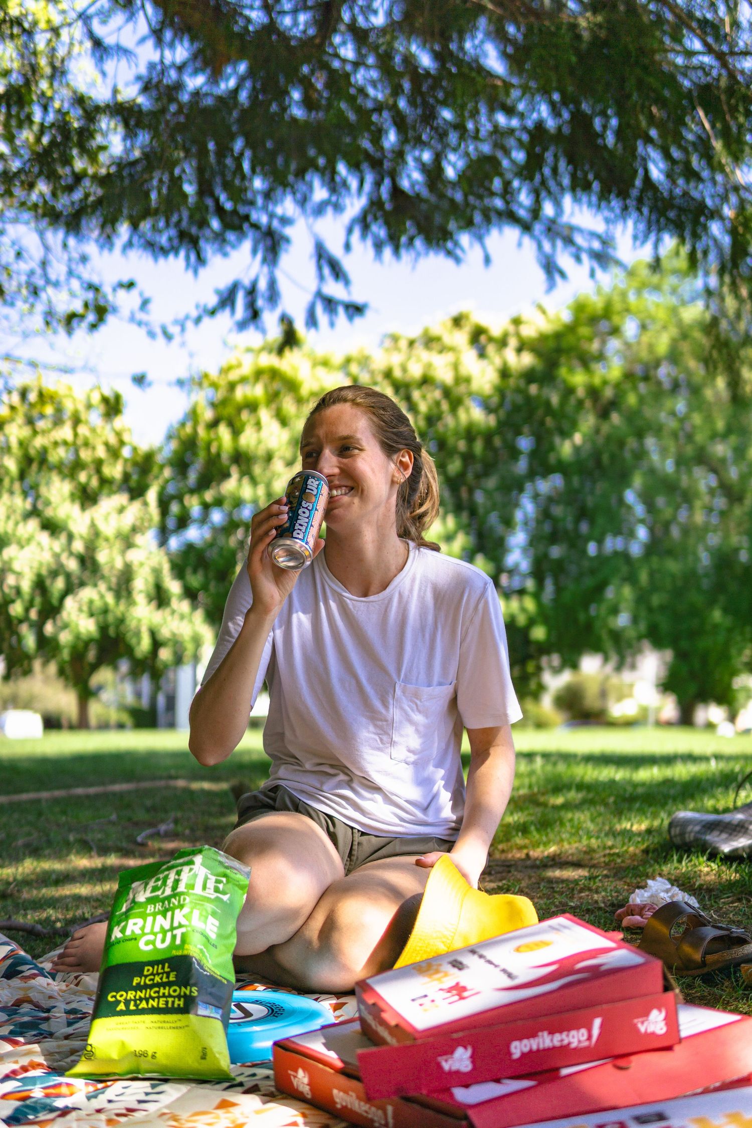 Natural portrait of a girl enjoying her time in the park