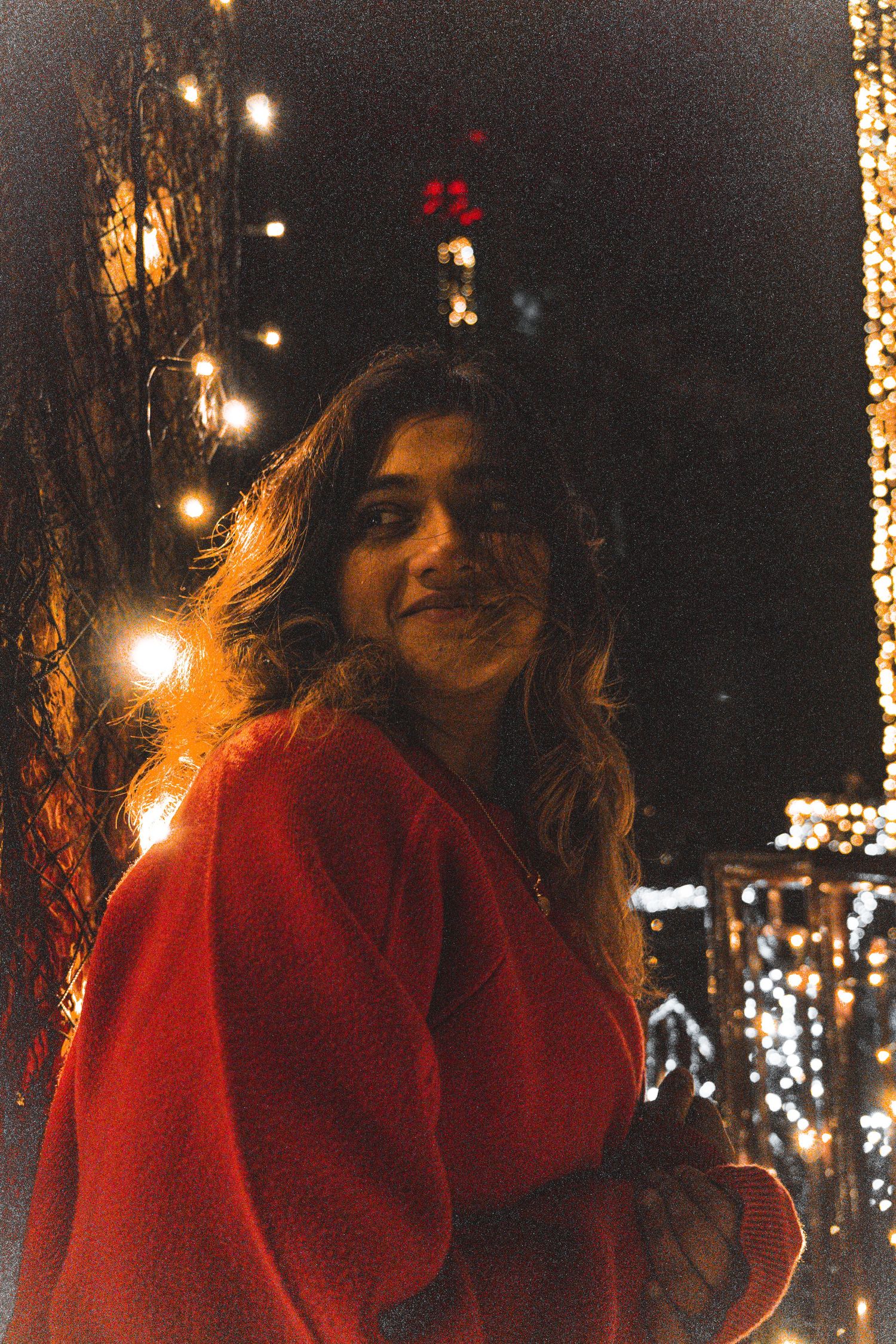 Amazing Candid Shot of Women near the lights smiling on capilano suspension bridge, Vancouver, Canada