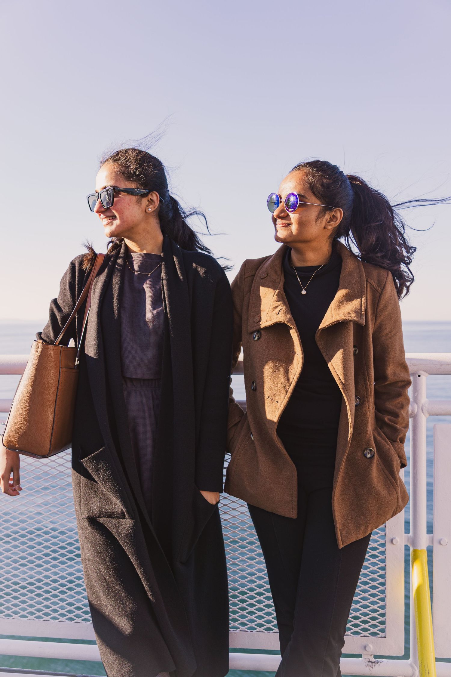 Candid shot of sisters on BC ferries from Victoria to Vancouver