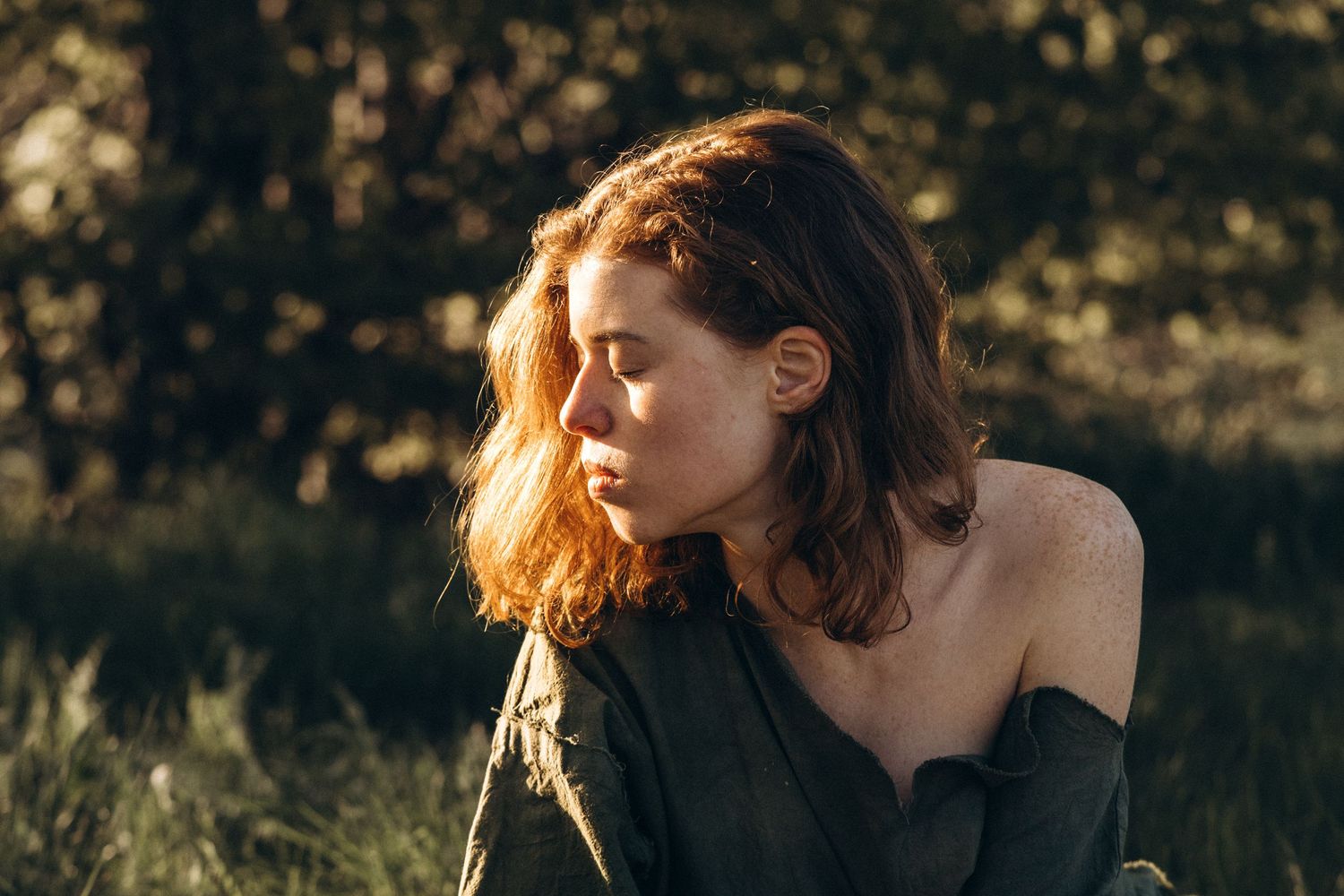 Atmospheric golden hour portraits captured in soft natural lighting outdoors.