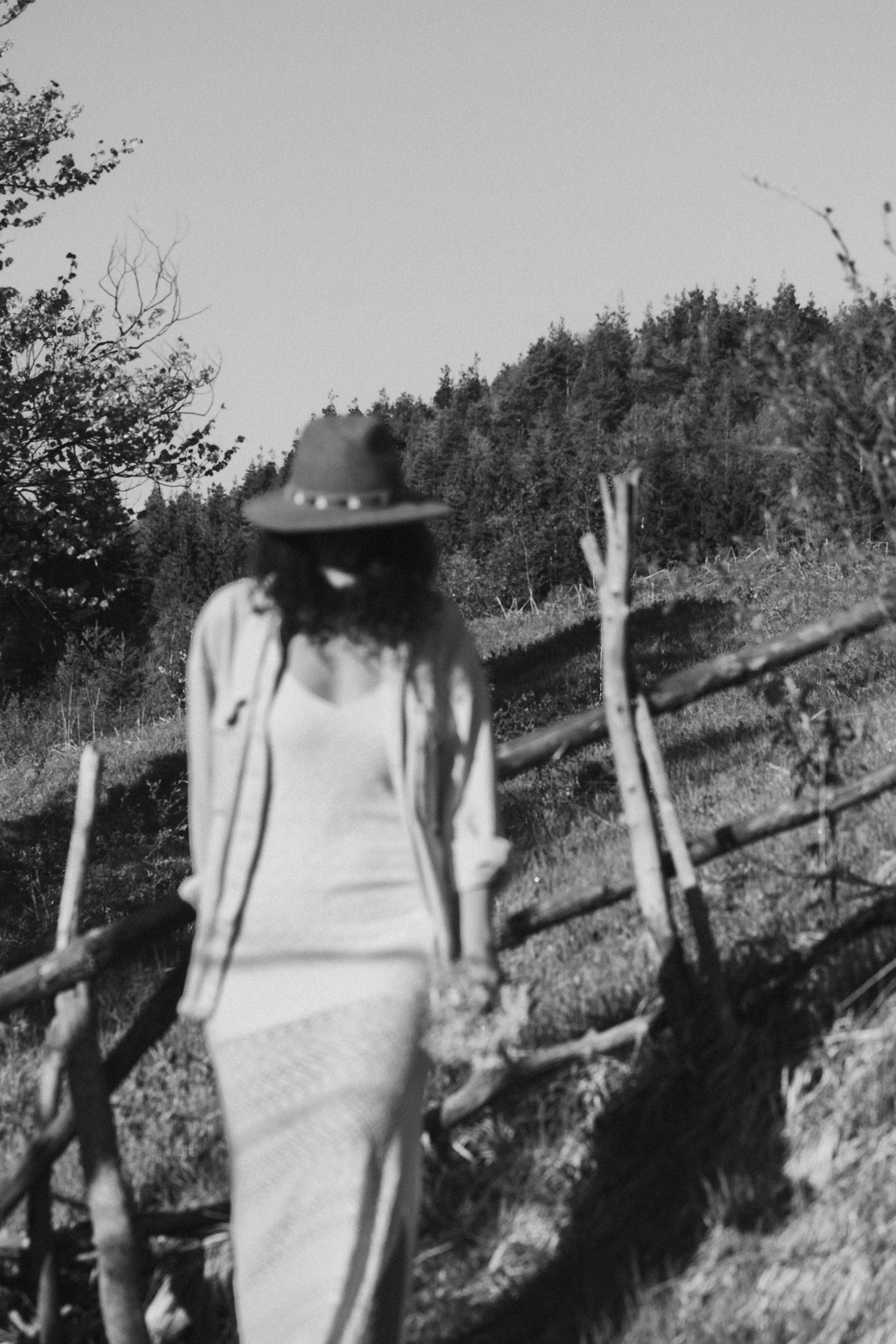 Abstract black and white landscape photography with blurred motion effects.