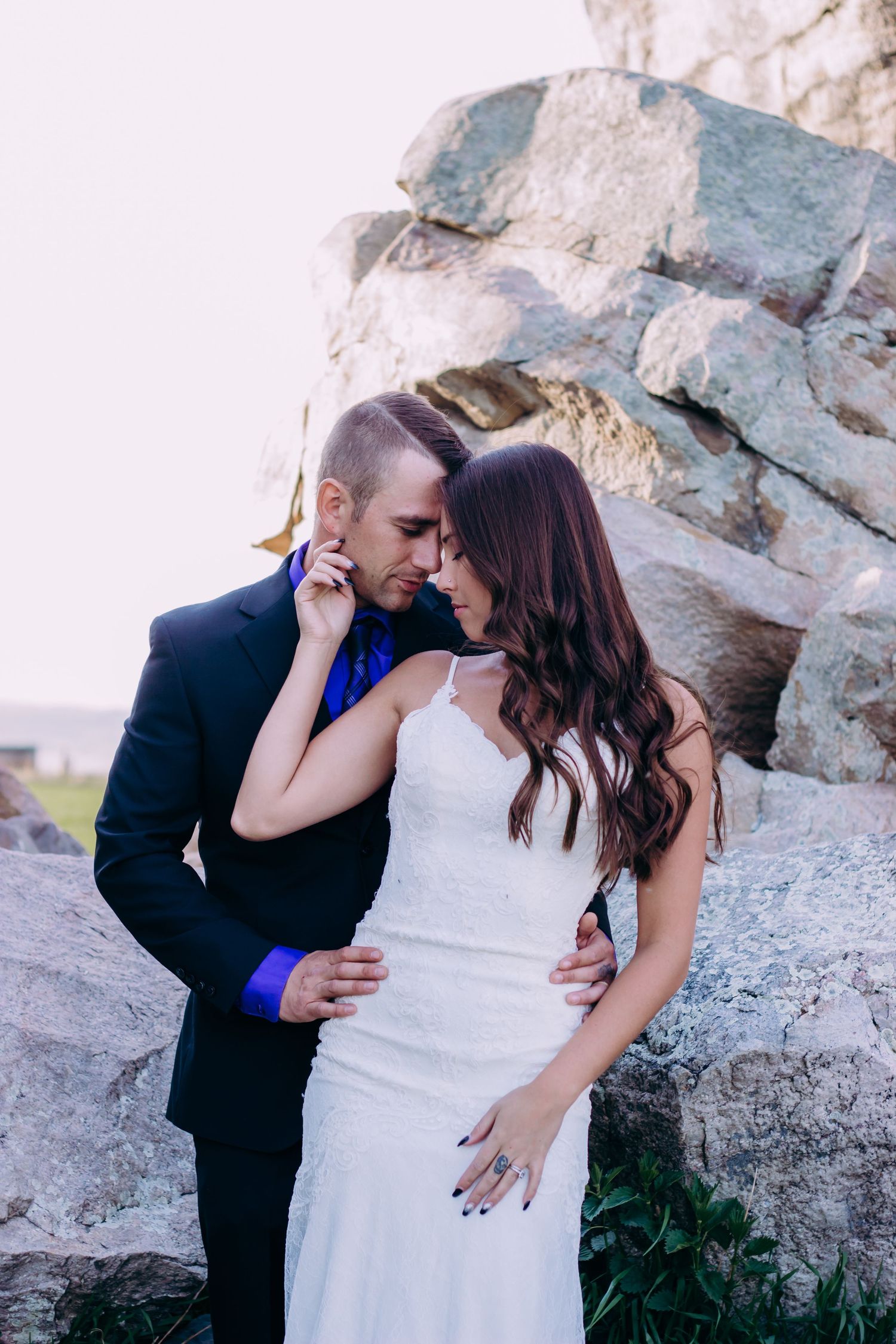 A couple shoulder to chest for a intimate moment together