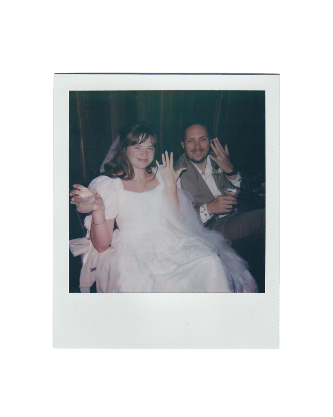 Vintage polaroid style photos showing blurred moments from a celebration.