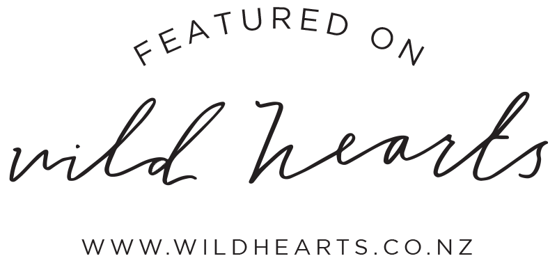 Black text logo reading Featured on Wildhearts Photography with website URL www.wildhearts.co.nz on a white background.