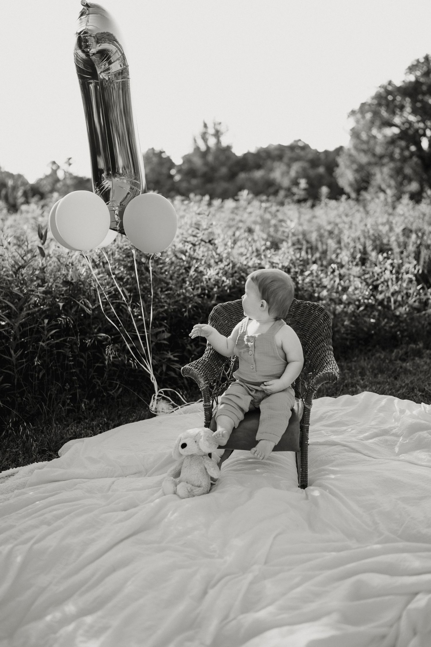 Baby milestone photography session outdoors in Middle Tennessee