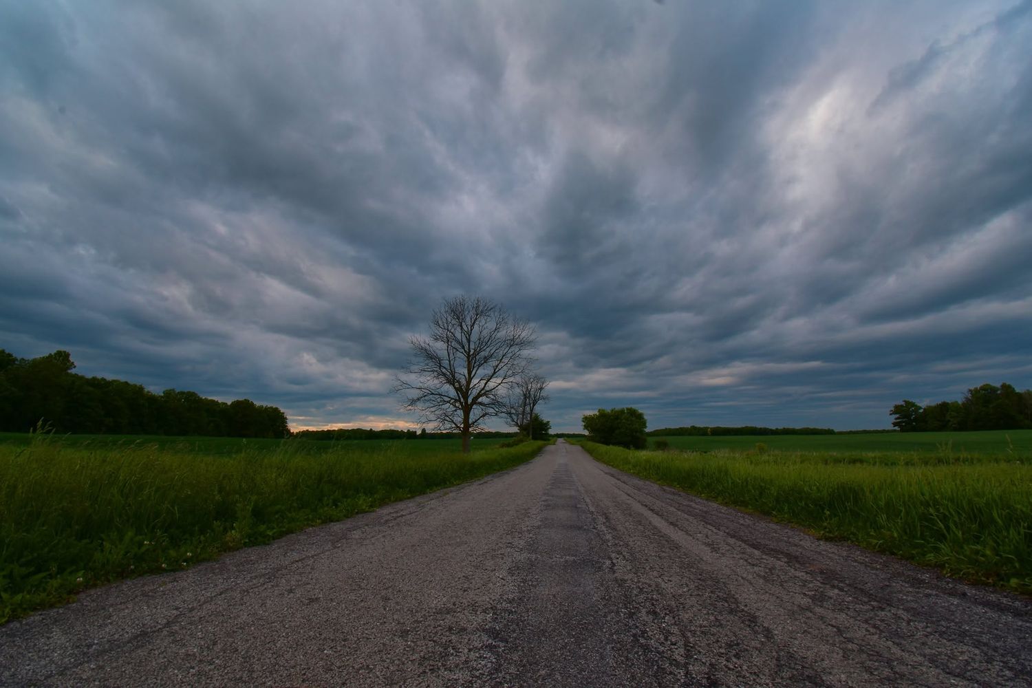 Cloudy day on a country road