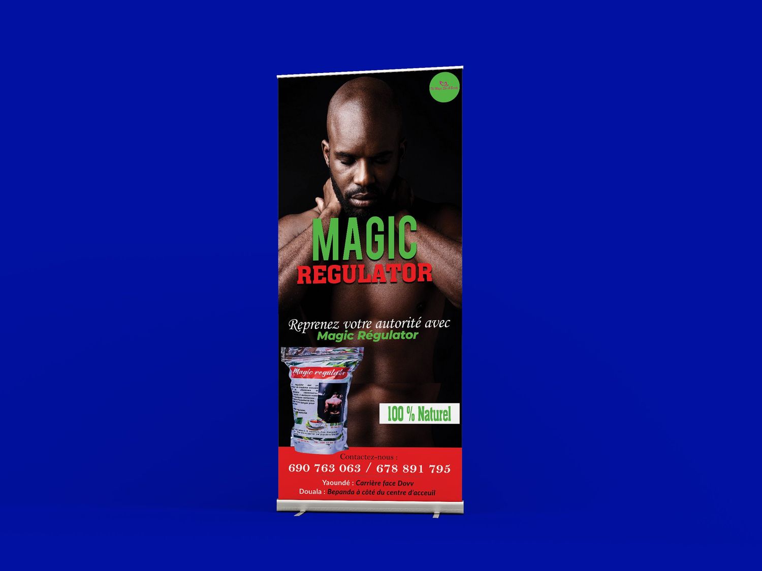 Magic Regulator supplement roll-up banner display on a blue background.