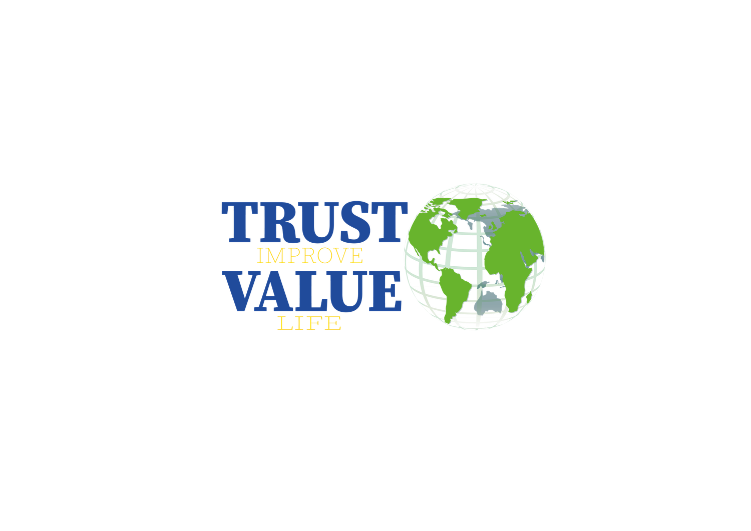 Trust Value global business logo featuring a world map graphic on white background.