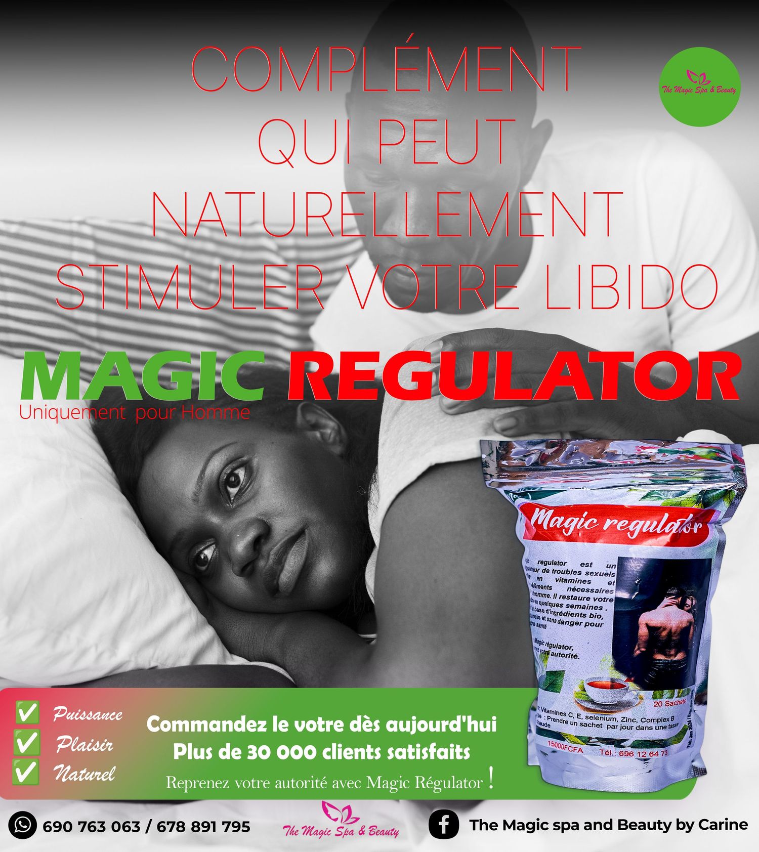 Magic Regulator libido supplement advertisement with over 30,000 satisfied customers claimed.
