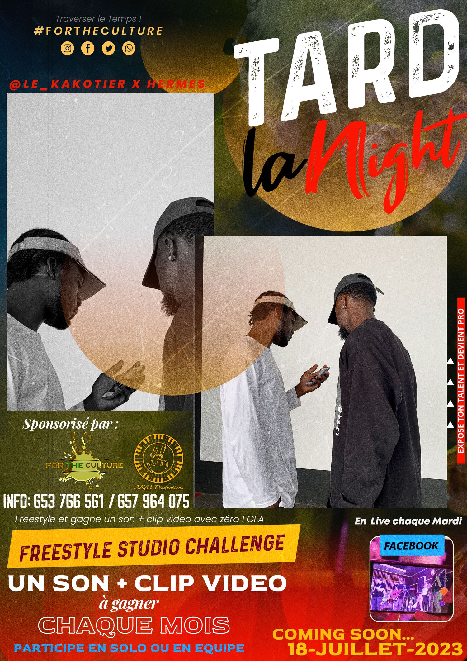 Promotional poster for Tard La Night freestyle studio challenge featuring artists coming July 2023.