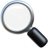 A magnifying glass icon with a glossy white lens and black handle for search functionality.