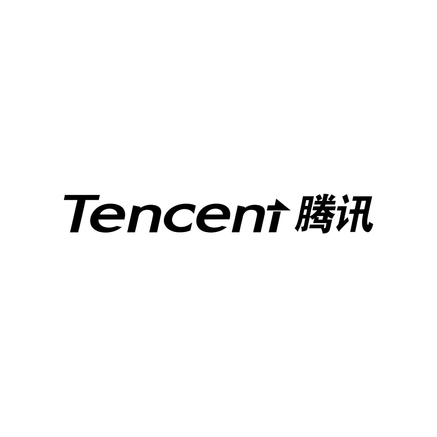 Tencent official bilingual logo displaying English and Chinese characters in sleek italic black font.