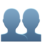 Two blue-gray silhouettes of people side by side representing a group or multiple users icon.