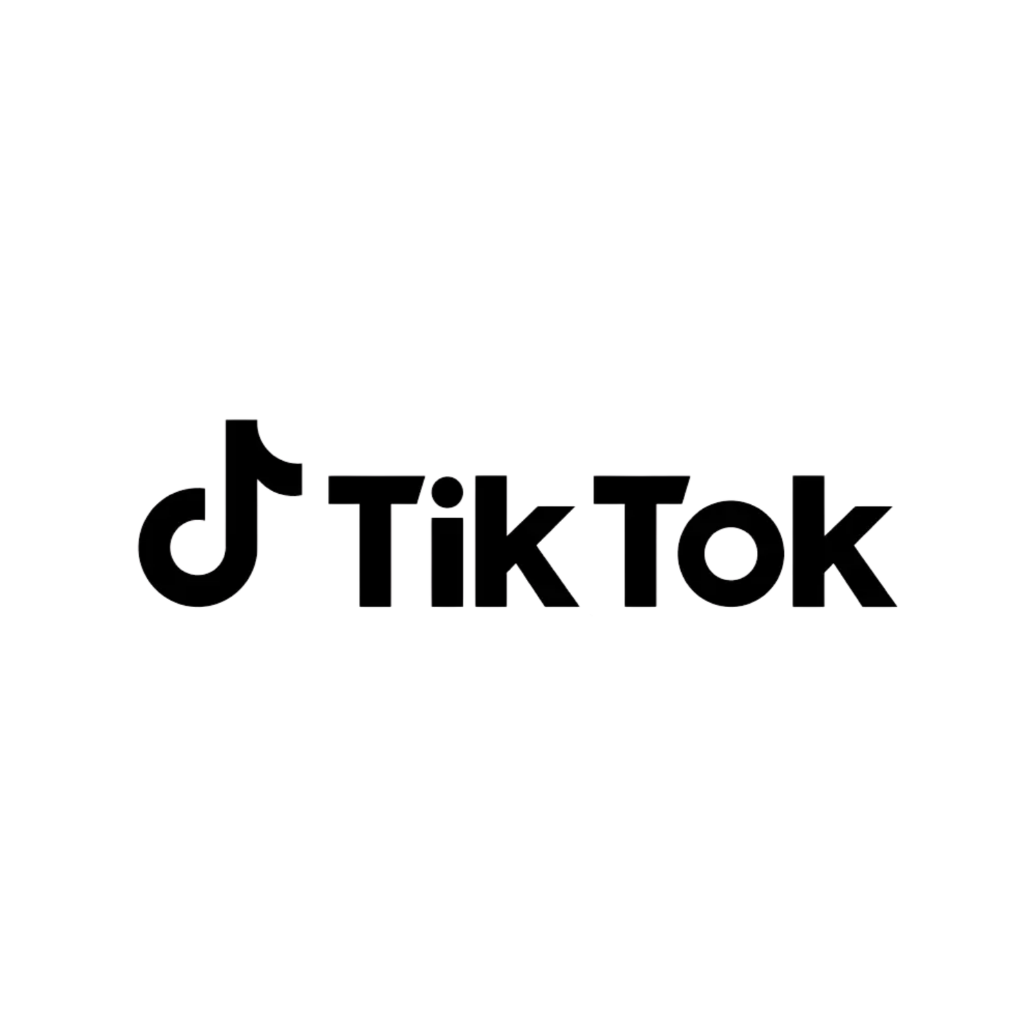 Black and white TikTok logo with musical note icon on white background.