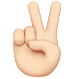 Peace sign hand gesture emoji with light skin tone, two fingers raised in a V shape symbol.