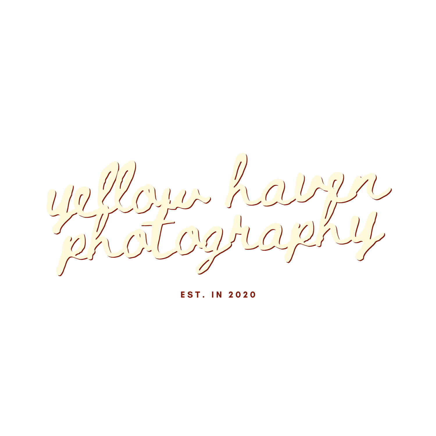 Yellow Haven Photography logo in gold script, established 2020, on white background.