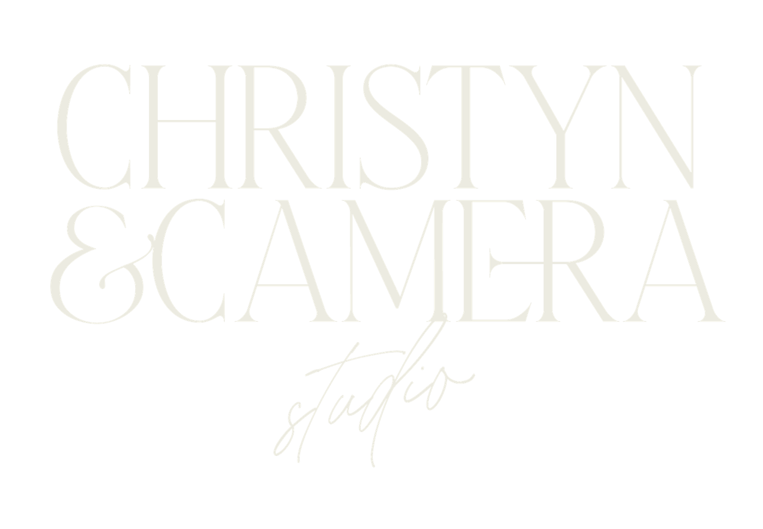 Christyn and Camera Studio logo in elegant cream serif font on white background.