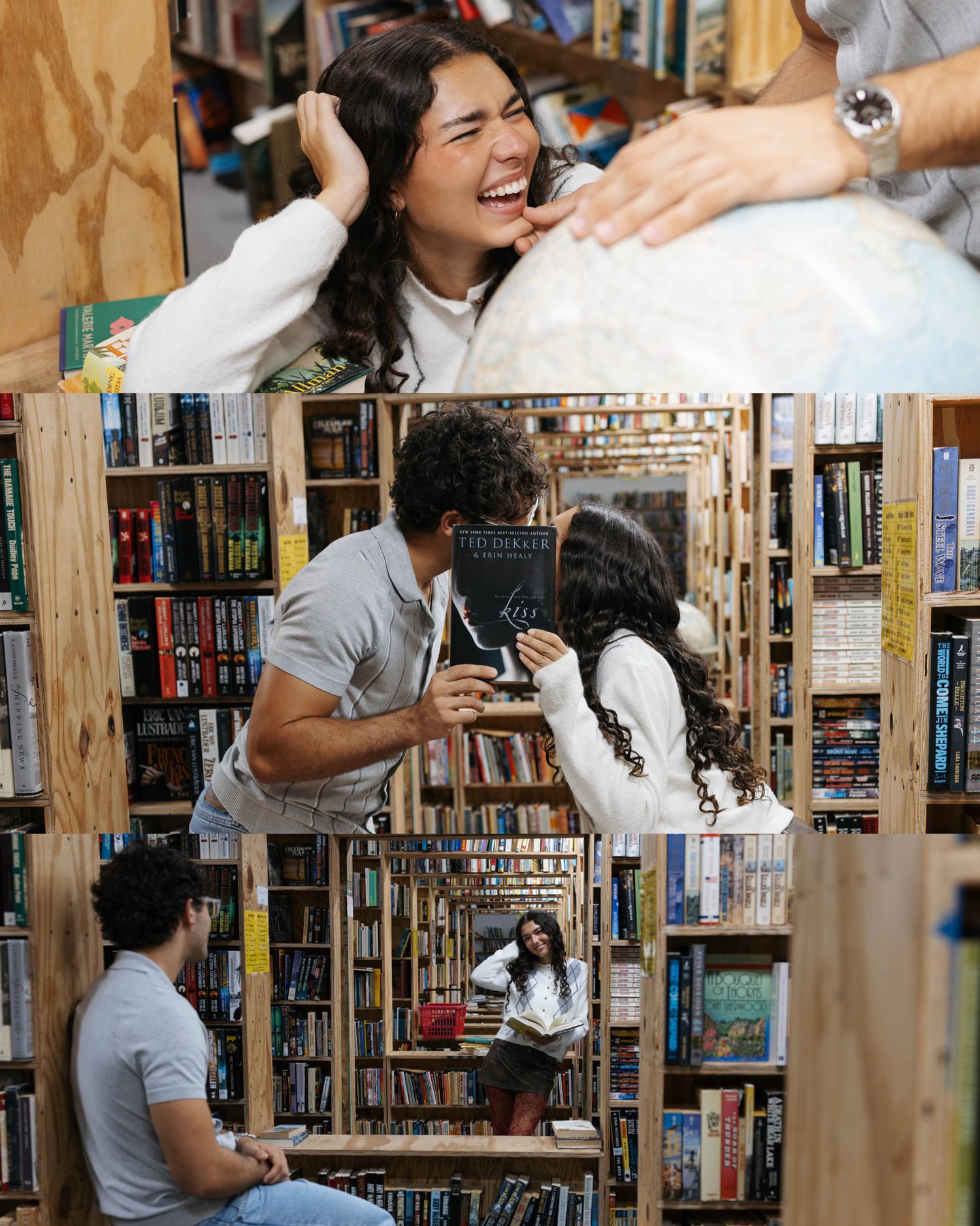 couple photoshoot in bookstore in Tampa Florida