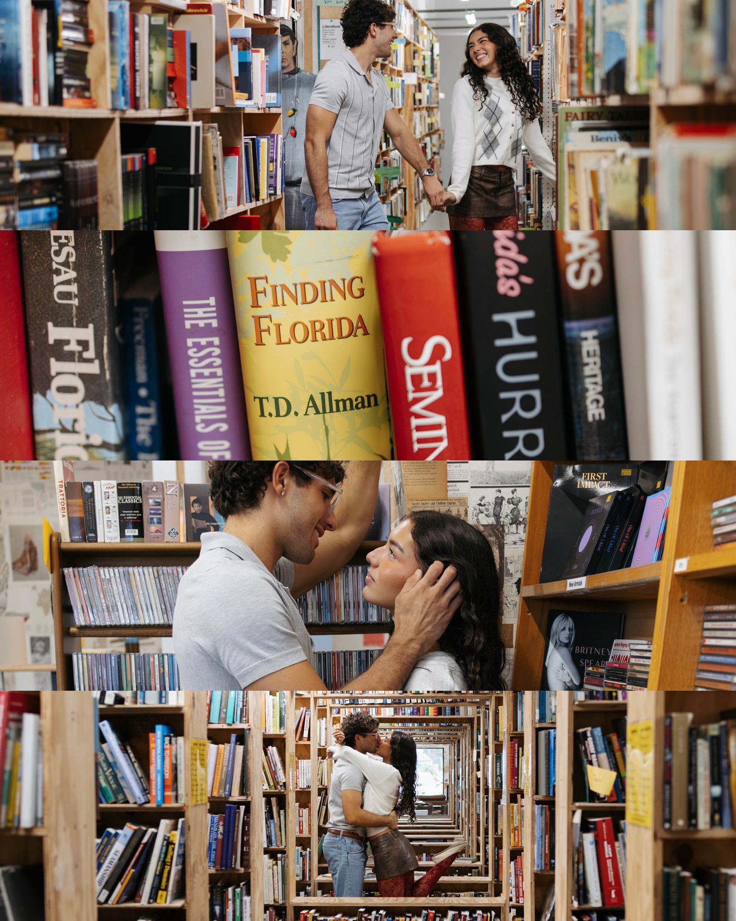 couple photoshoot in bookstore in Tampa Florida