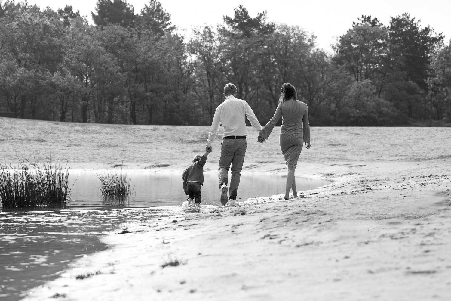 wandelend langs het water bij de bergse Heide in Bergen op zoom
