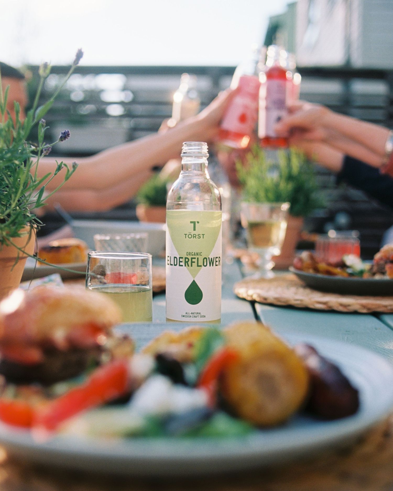 Brand content creation for Törst elderflower drink photographed on Film in Stockholm