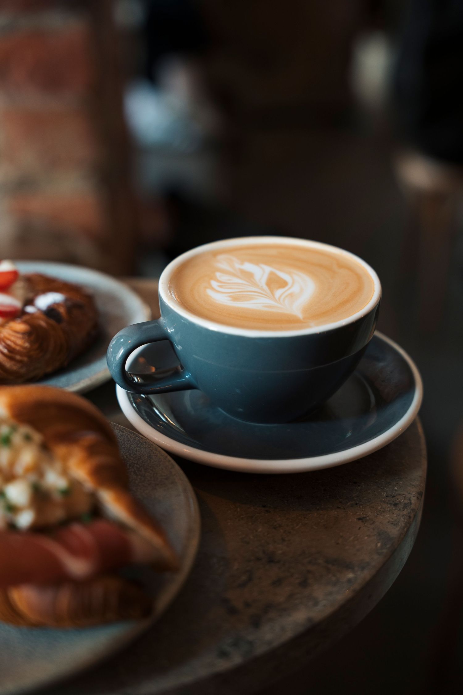 artisan coffee on a table in a cafe in Stockholm for food and drinks photography