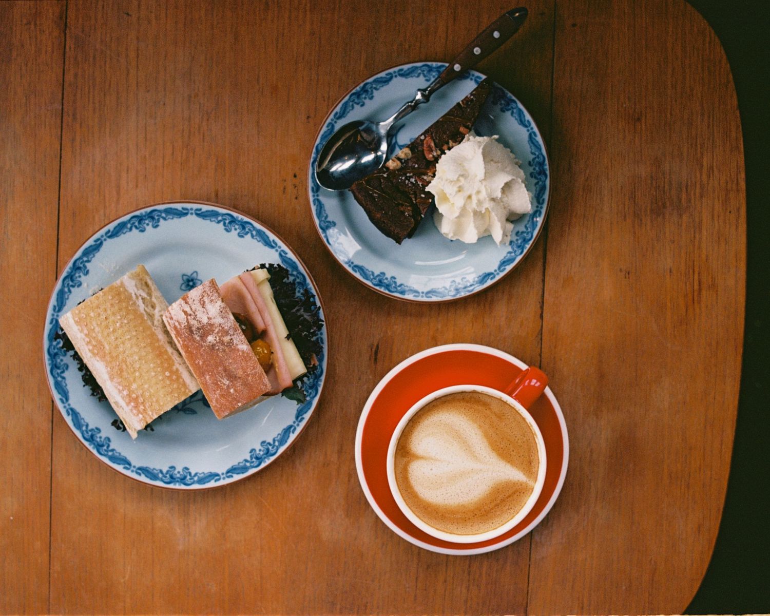 food on a table photographed on film in a cafe in Stockholm