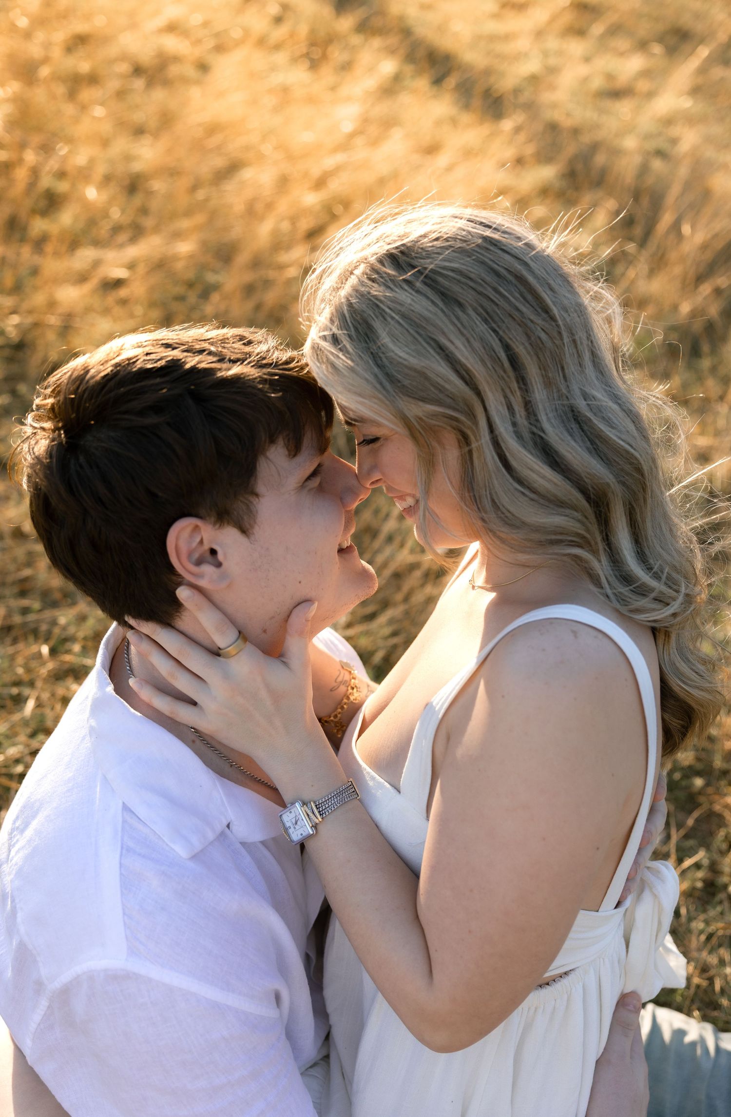 Golden hour couples session, in an open field, Huntsville, Texas by Moments with Merr.