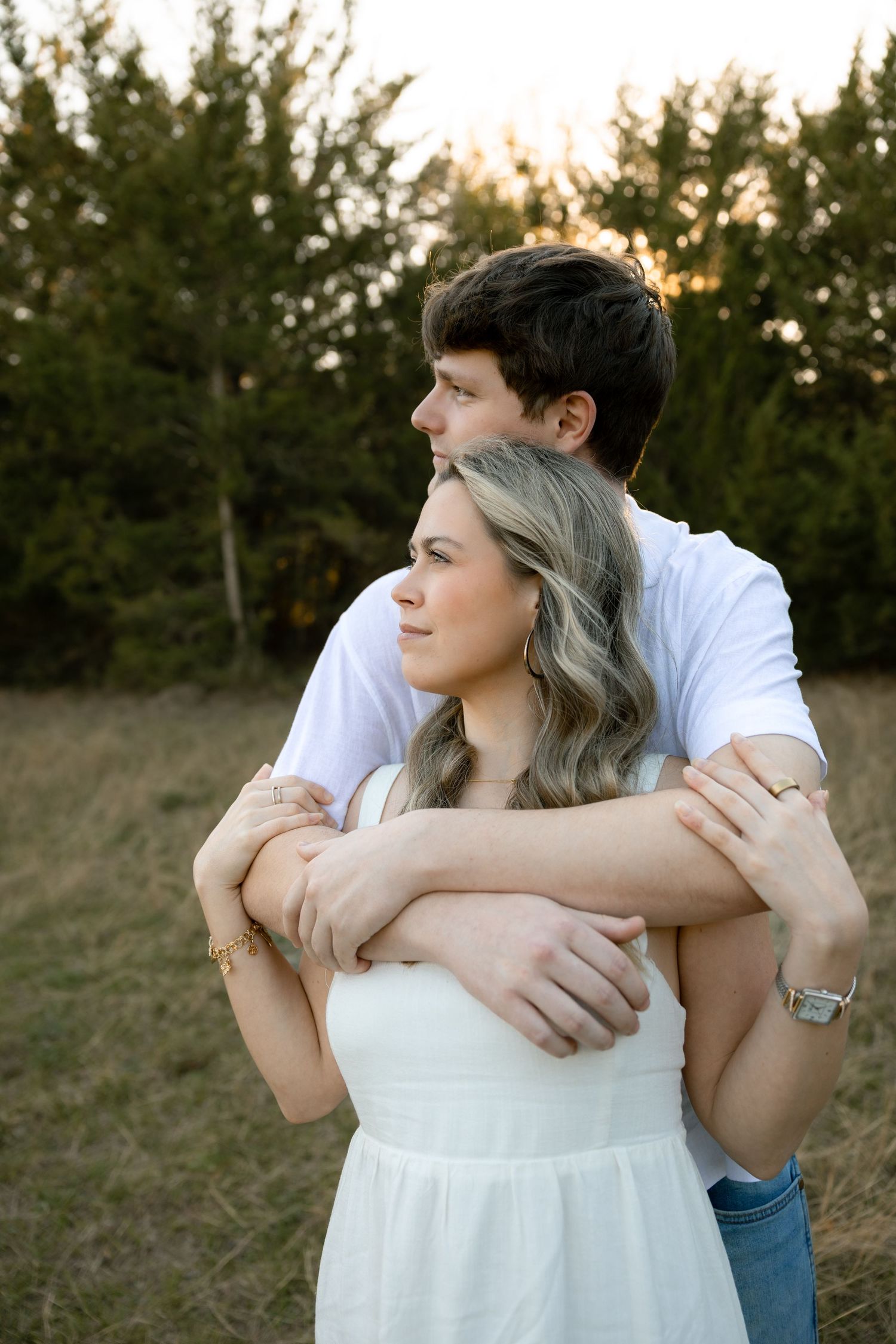 Golden hour couples session, in an open field, Huntsville, Texas by Moments with Merr.
