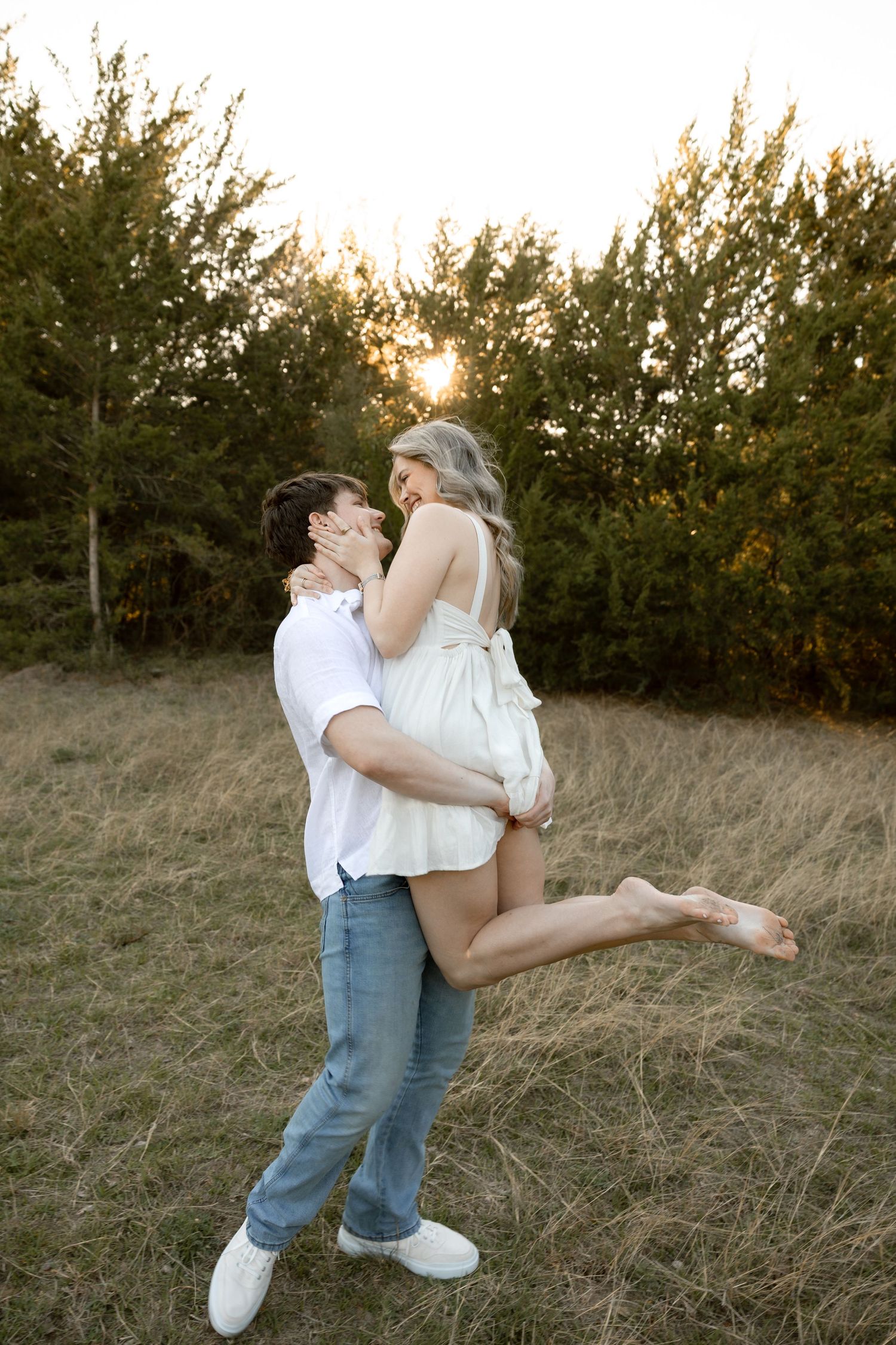 Golden hour couples session, in an open field, Huntsville, Texas by Moments with Merr.
