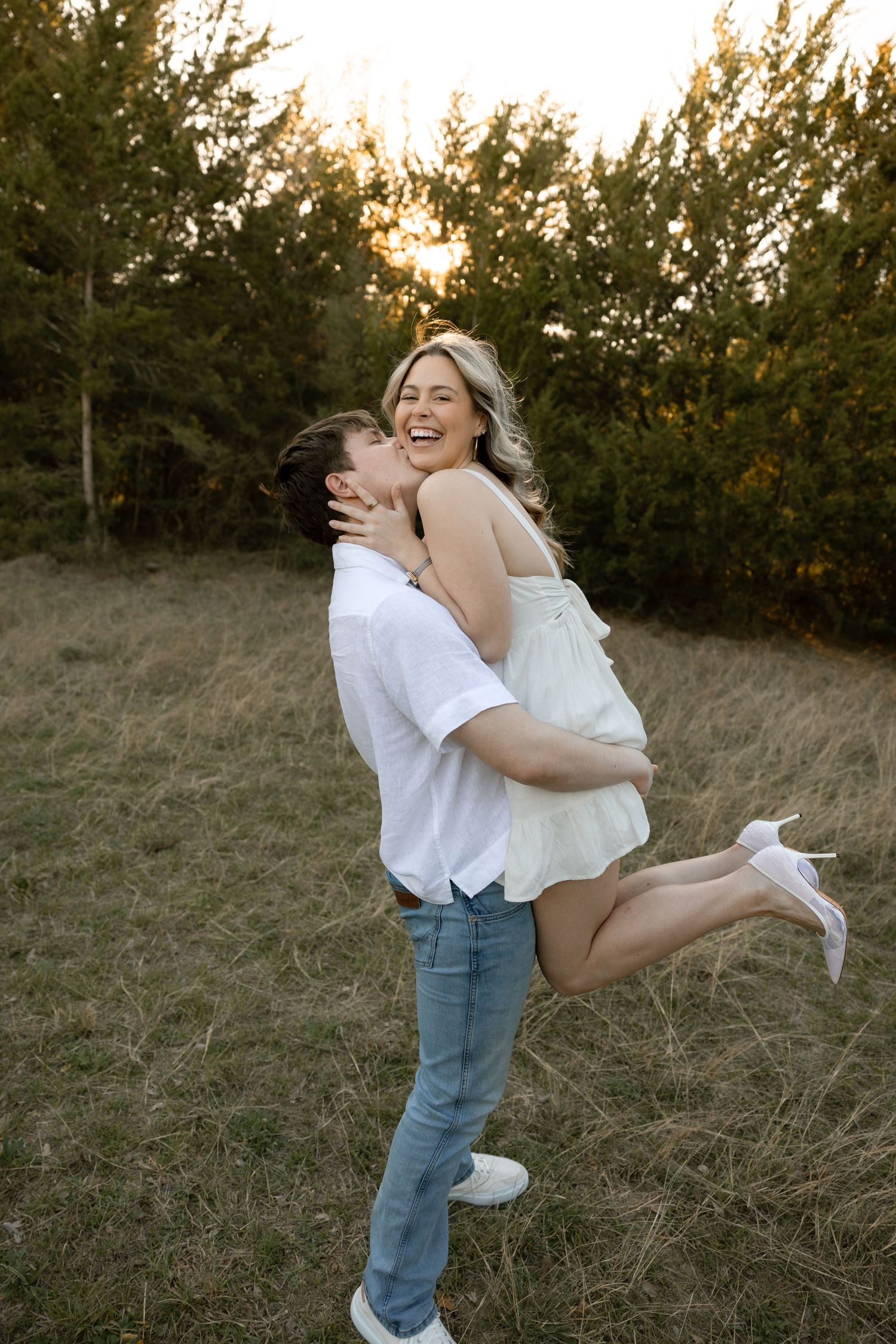 Golden hour couples session, in an open field, Huntsville, Texas by Moments with Merr.