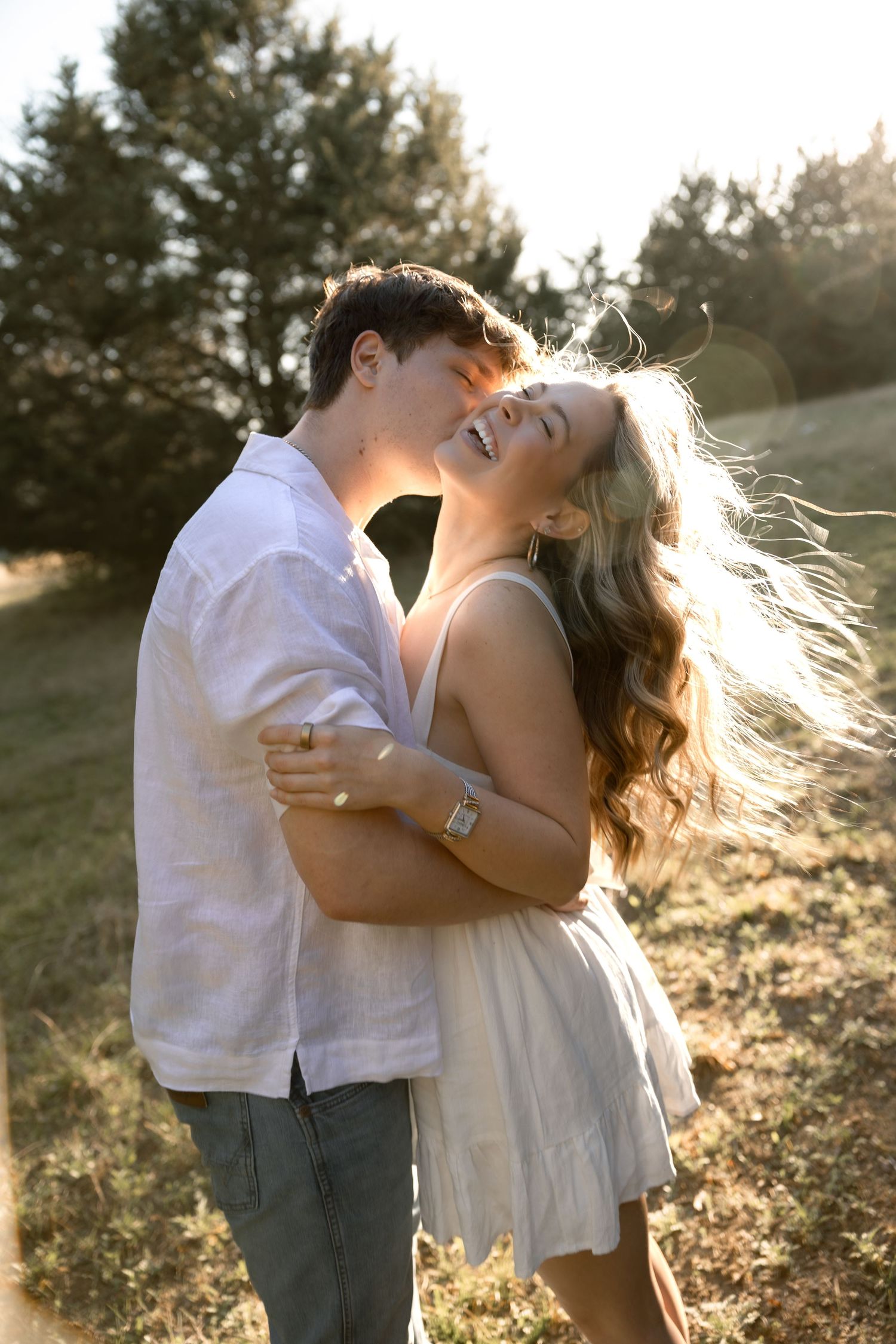 Golden hour couples session, in an open field, Huntsville, Texas by Moments with Merr.