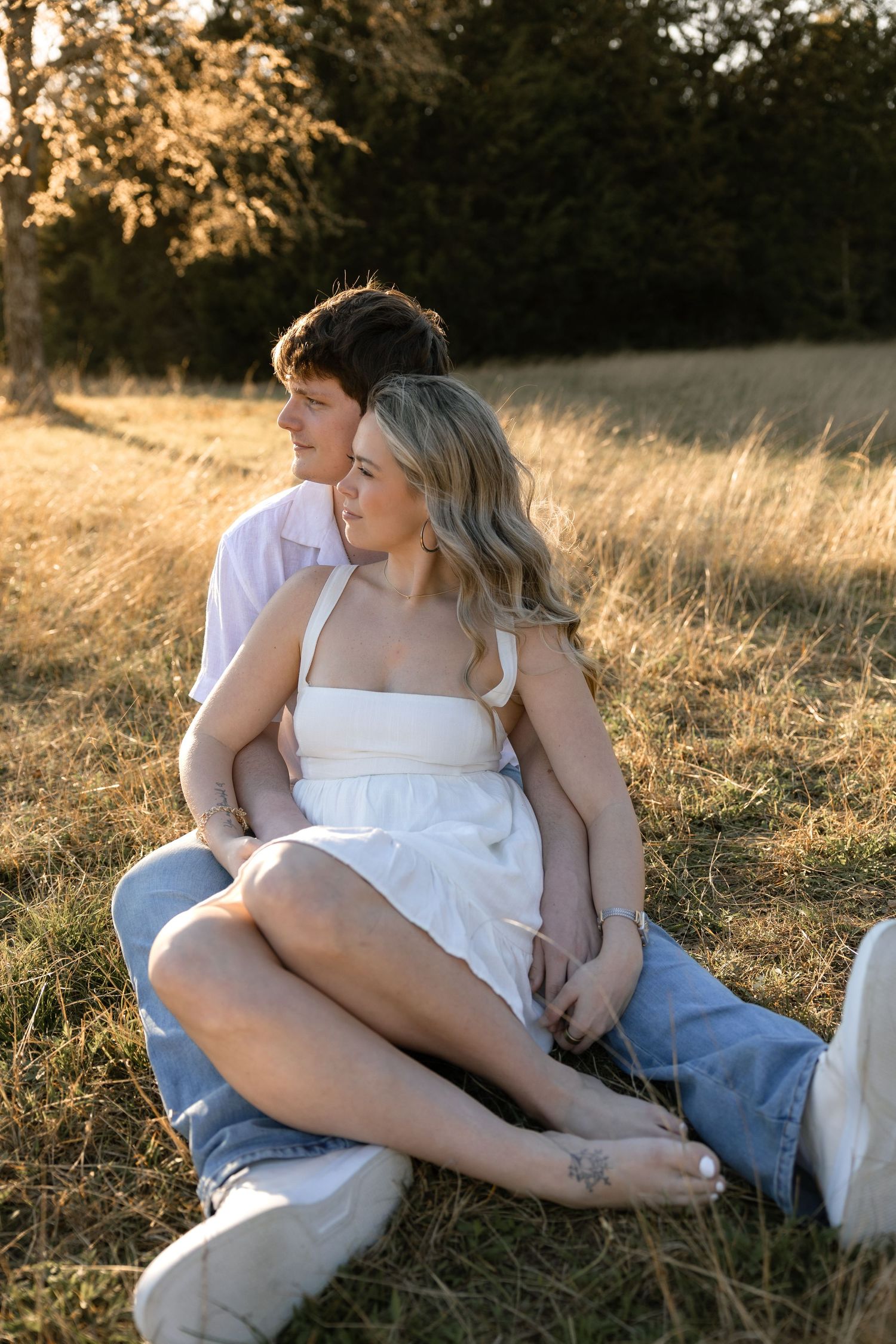 Golden hour couples session, in an open field, Huntsville, Texas by Moments with Merr.