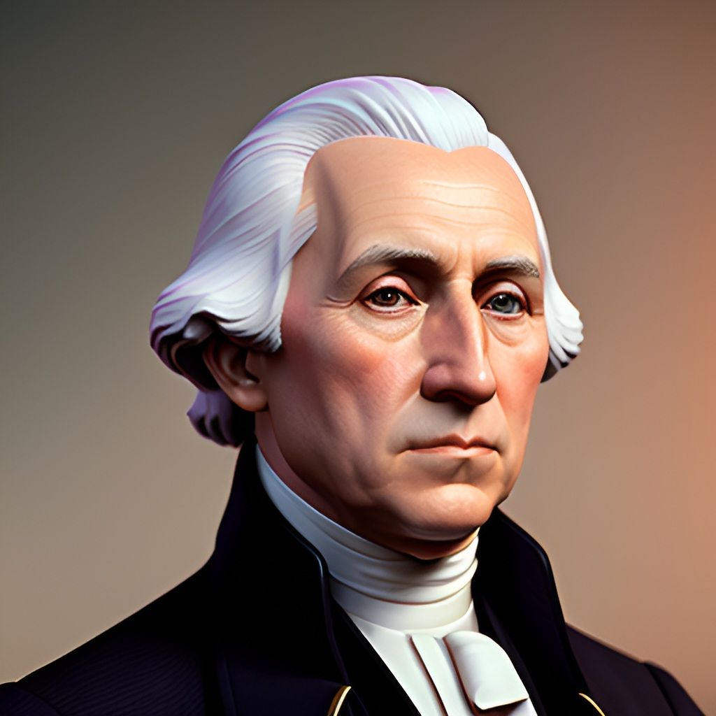 Celebrate USA 250 Years 1776-2026 with the first President  Portrait in glowing photo-realistic pose, a modern artistic expression.
