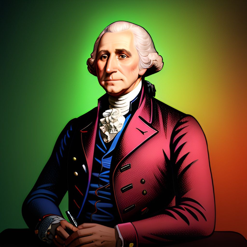 Celebrate USA 250 Years 1776-2026 with the first  President Portrait in glowing neon lights, a modern artistic expression.