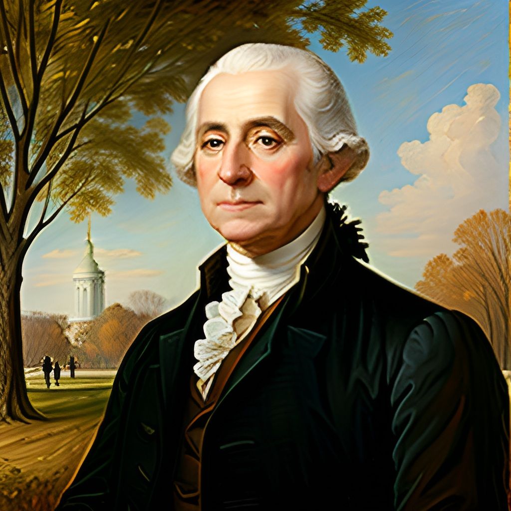 Celebrate USA 250 Years 1776-2026 with the first President Portrait in glowing photo-realistic pose, a modern artistic expression.