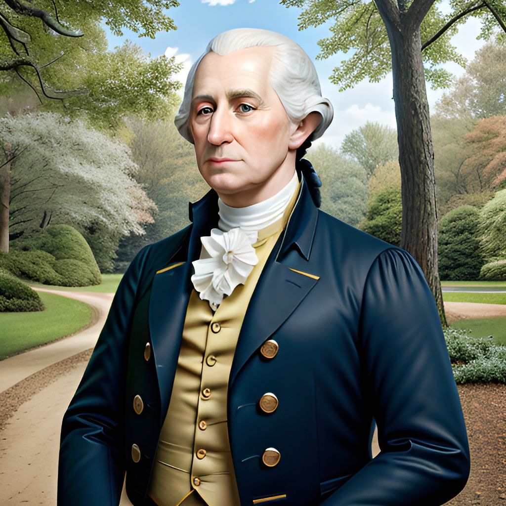 Celebrate USA 250 Years 1776-2026 with the first President Portrait in glowing photo-realistic pose, a modern artistic expression.