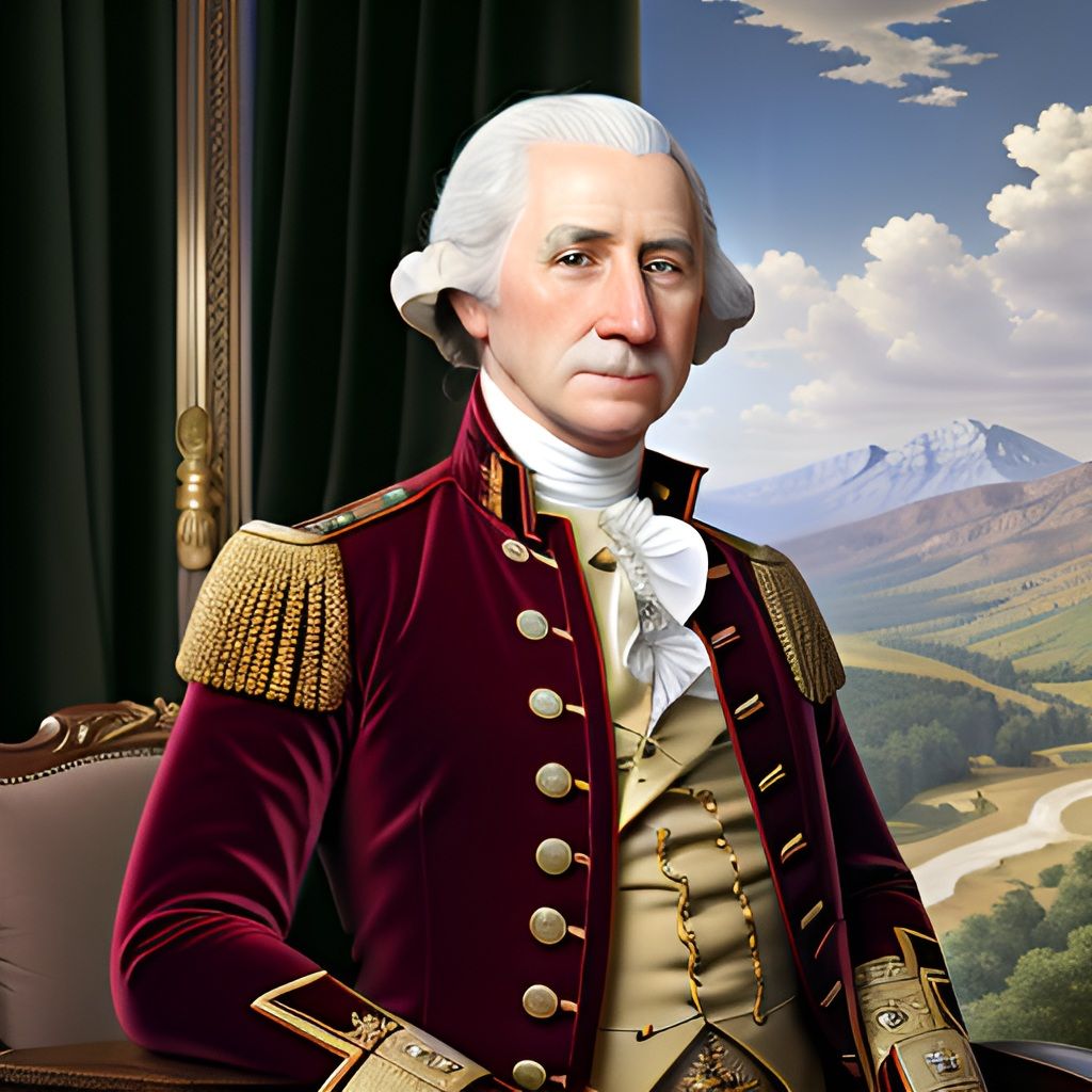 Celebrate USA 250 Years 1776-2026 with the first President  Portrait in glowing photo-realistic pose, a modern artistic expression.