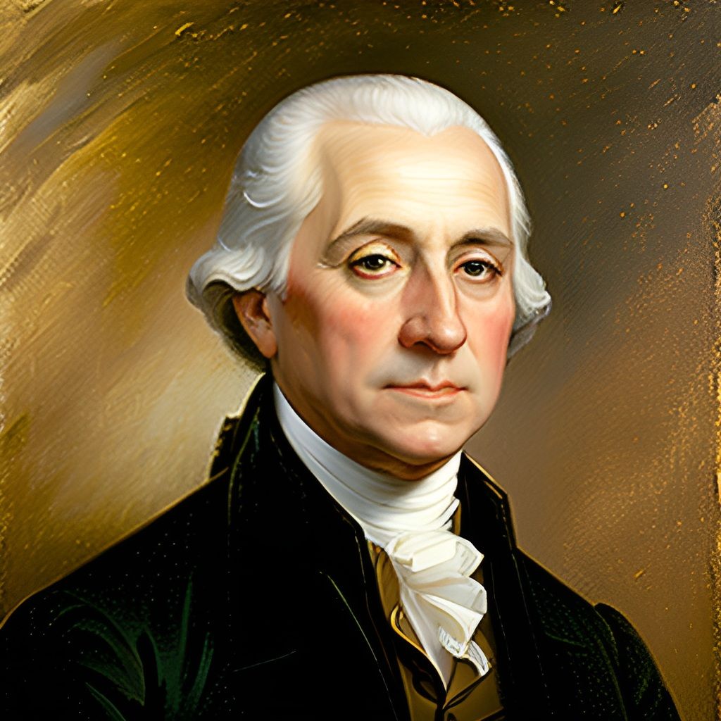 Celebrate USA 250 Years 1776-2026 with the first President Portrait in glowing photo-realistic pose, a modern artistic expression.