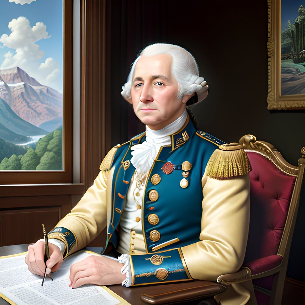 Celebrate USA 250 Years 1776-2026 with the first President  Portrait in glowing photo-realistic pose, a modern artistic expression.