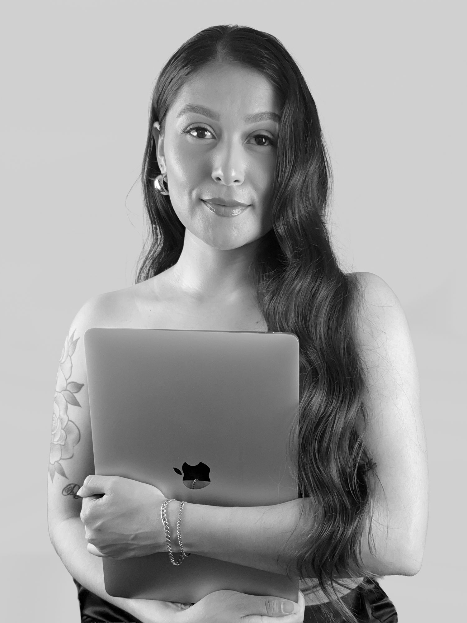clean minimalism portrait with black and white tones studio style