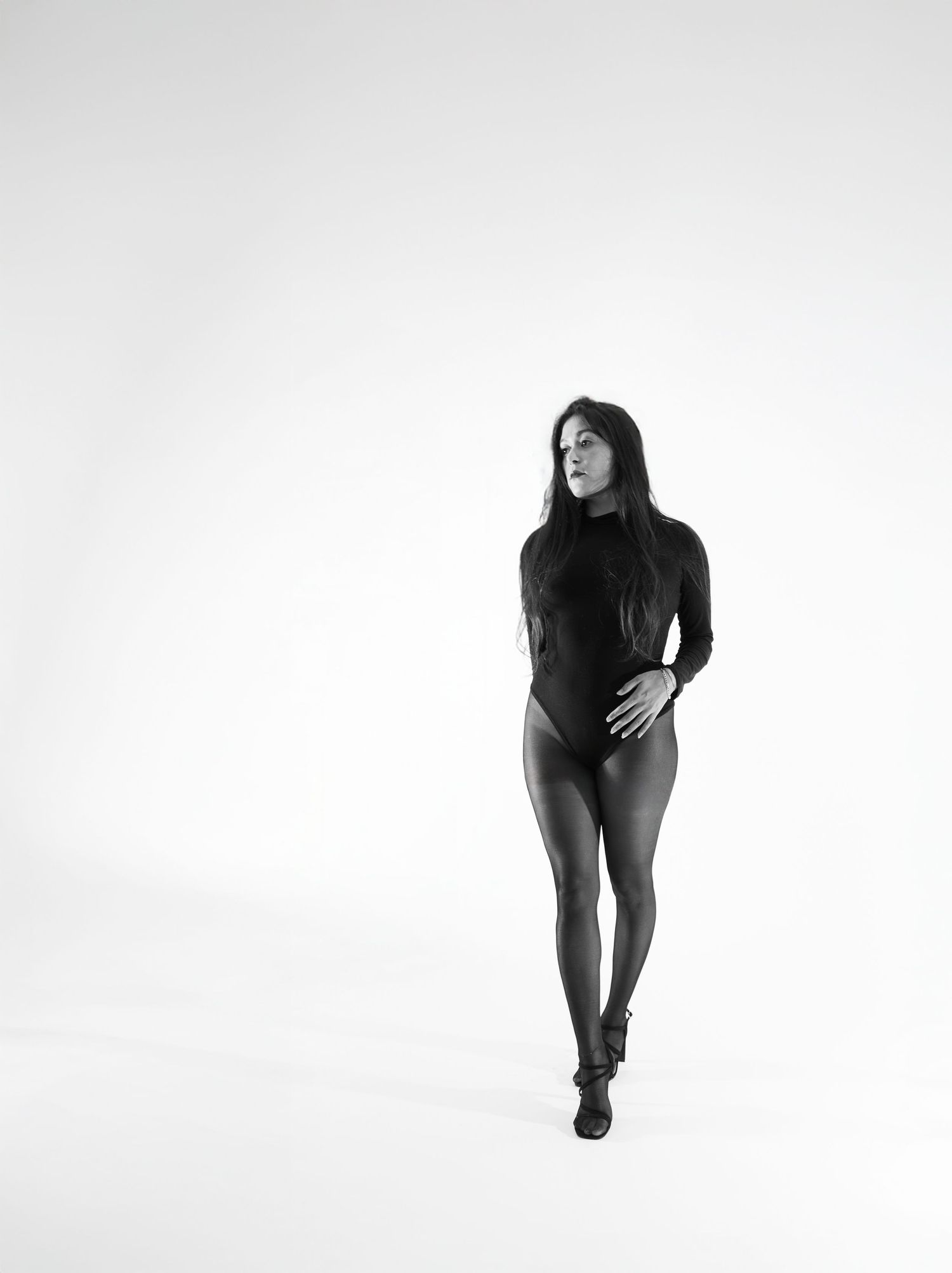 black and white luxury minimalism portrait studio style with soft light and shadows