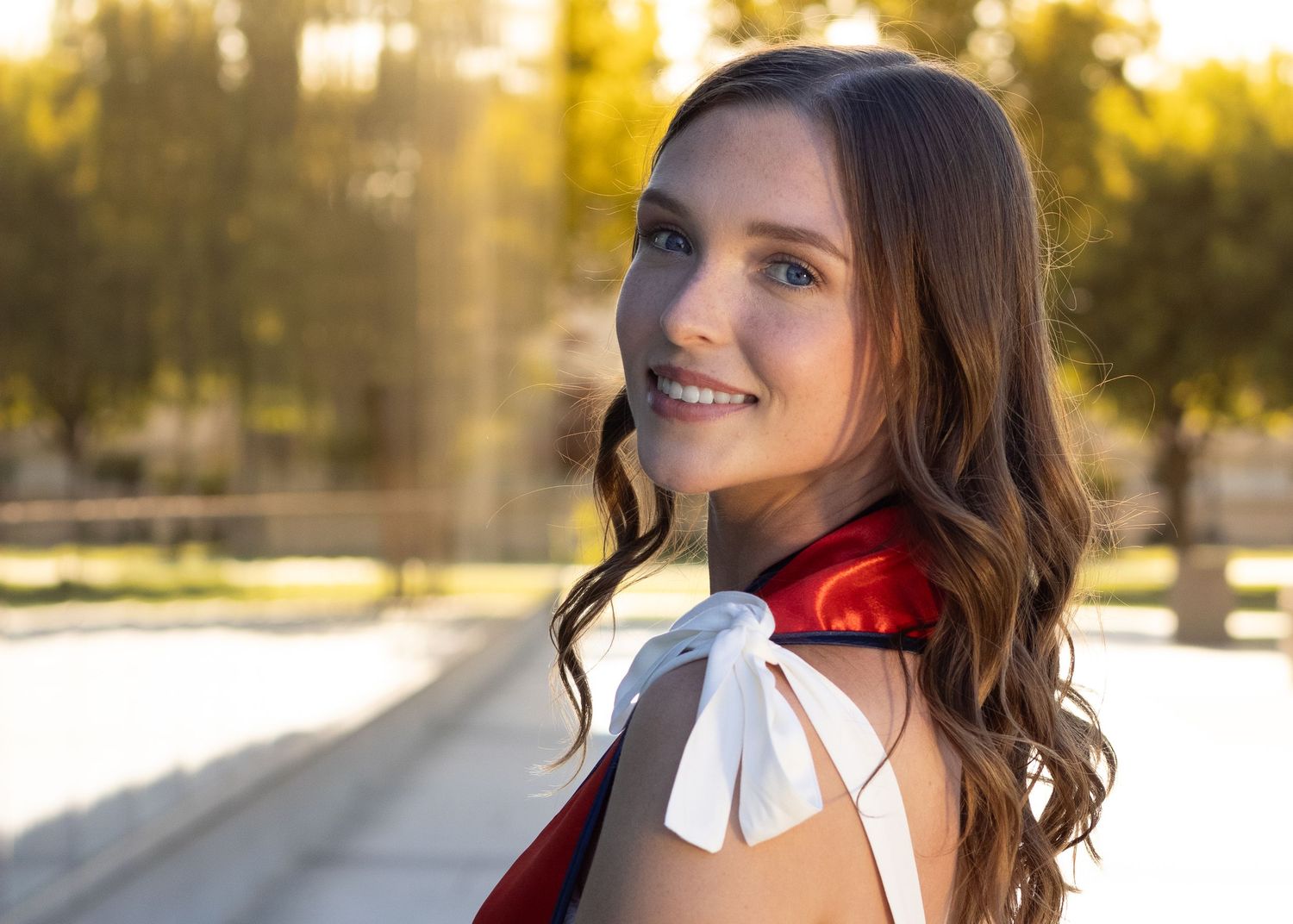 Editorial portrait photographed during golden hour with soft warm light