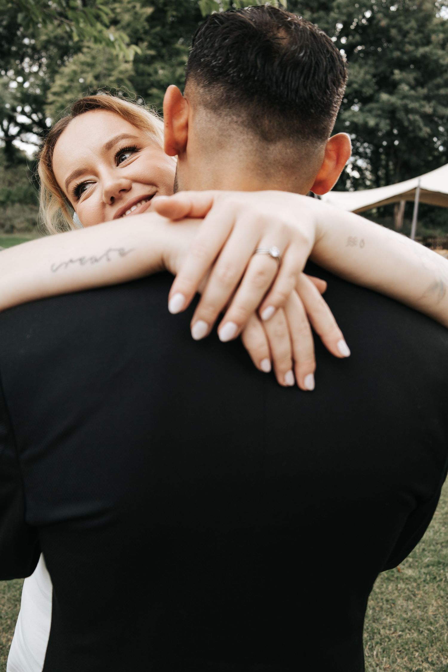 Close-up series of embracing couple showing hands and intimate moments.