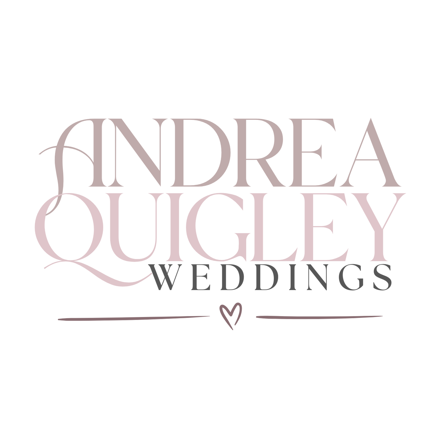 Elegant wedding photographer logo design in rose gold text against white background.