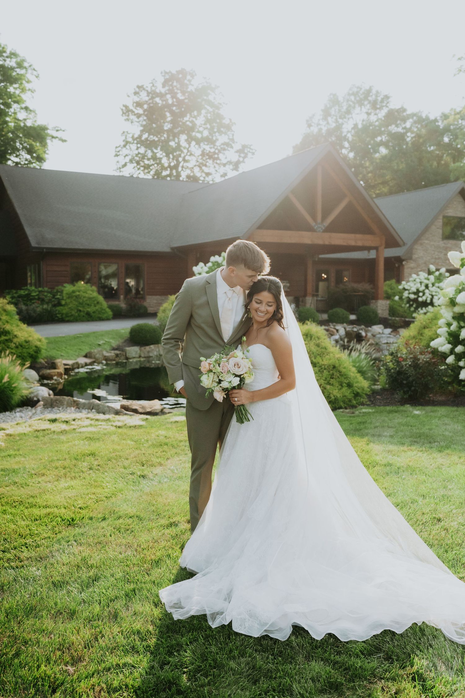 Wedding photographer in Delphi, Indiana capturing bride and groom at Stone Creek Lodge in Crawfordsville, IN