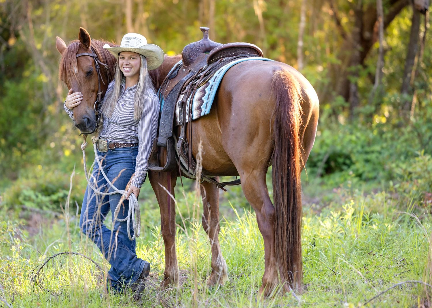 Equestrian and horse portrait session, Goethe State Forest, Williston Florida  with CZ Mustangs and Keli Wakeley Photography, golden hour