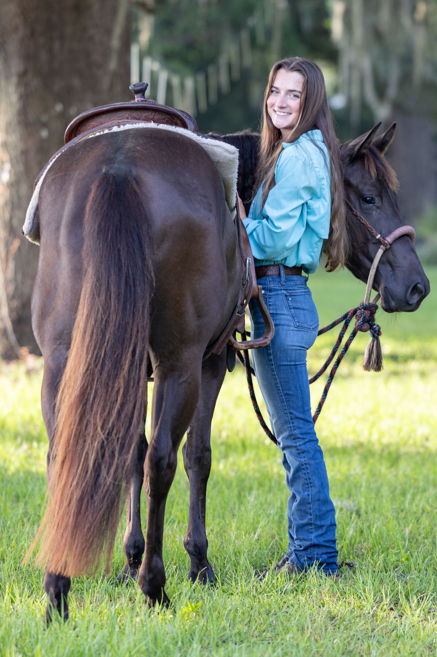 Portrait session with model Erin Tharp in Morristown Fl with her AQHA mare. Keli Wakeley/Keli Wakeley Photography