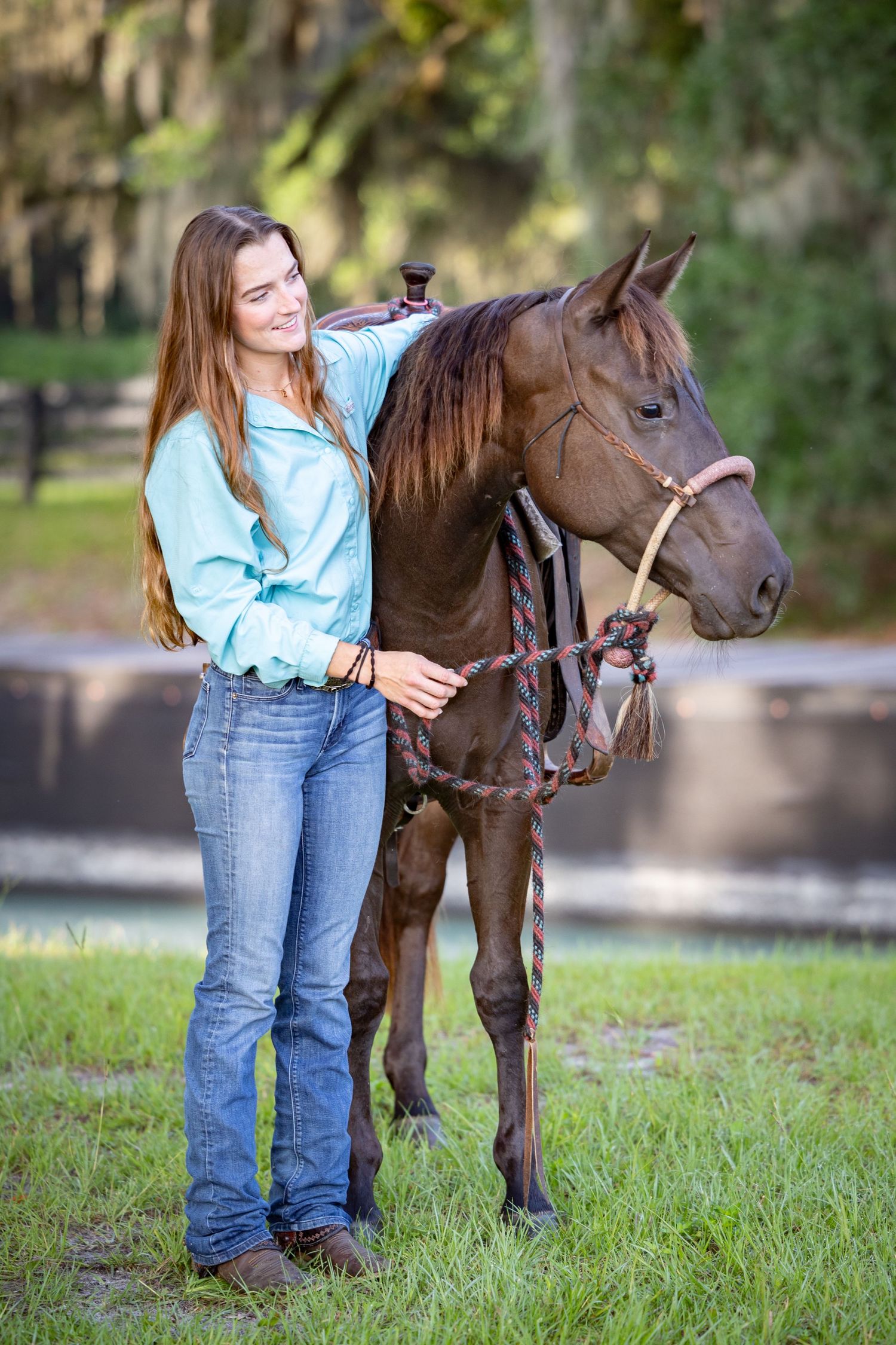 Horse and Rider portrait session in a lovely setting at the golden hour in Morristown Florida portrait work by Keli Wakeley Photography
