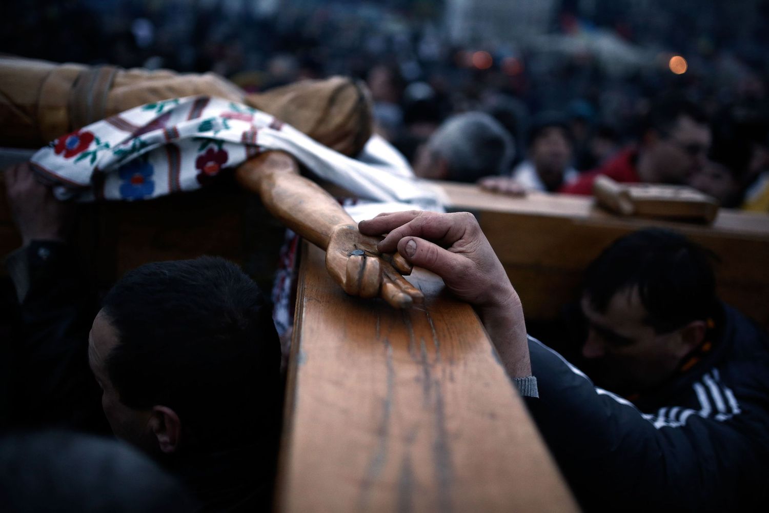 Memorial ceremony in Kyiv honoring victims of the Maidan protests — documentary photo capturing collective mourning and remembrance.